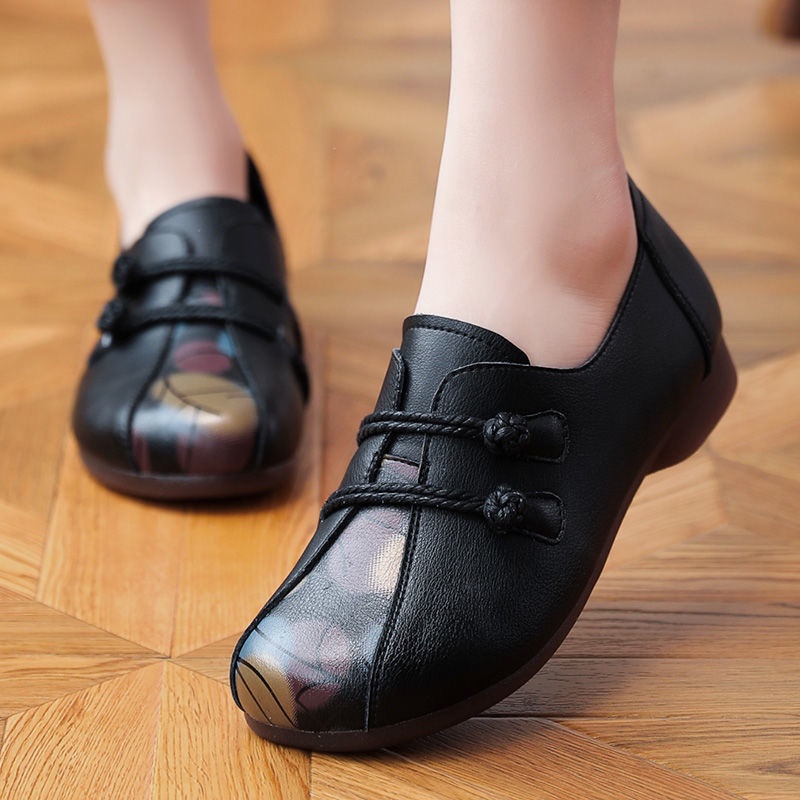 Giày Da Mềm Thời Trang Mùa Thu Thoải Mái Dành Cho Phụ Nữ Trung Niên 2022