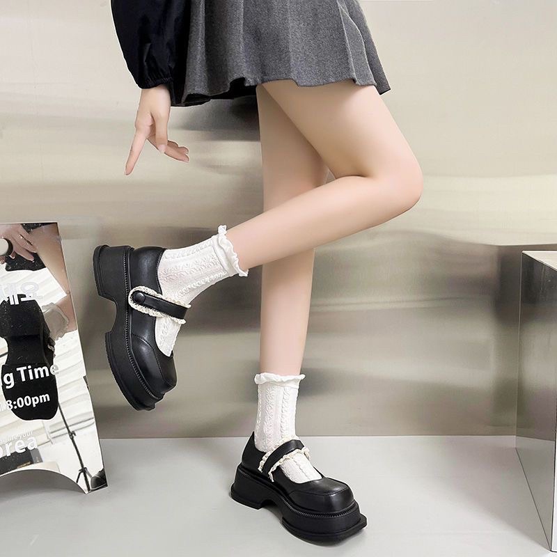 Giày lolita viền bèo KERRY quai cúc dán phong cách ulzzang cá tính