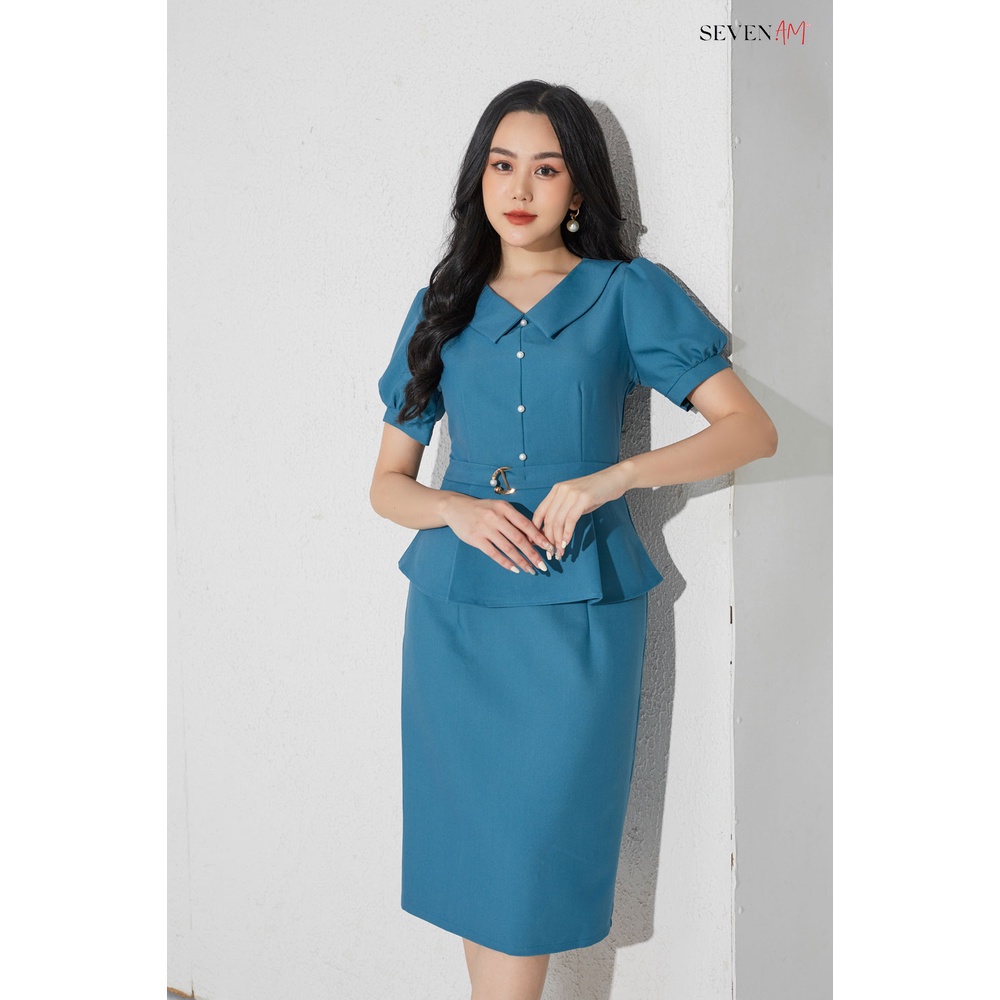 Chân Váy Juyp Dáng Ôm Seven.Am Chất Thô Màu Xanh FH710051