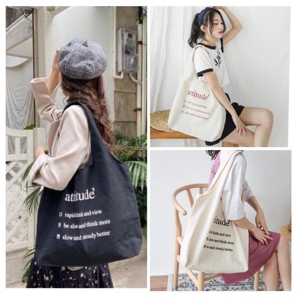 Túi tote vài canvas vừa khổ A4 In Hình Dễ Thương Nhiều Mẫu