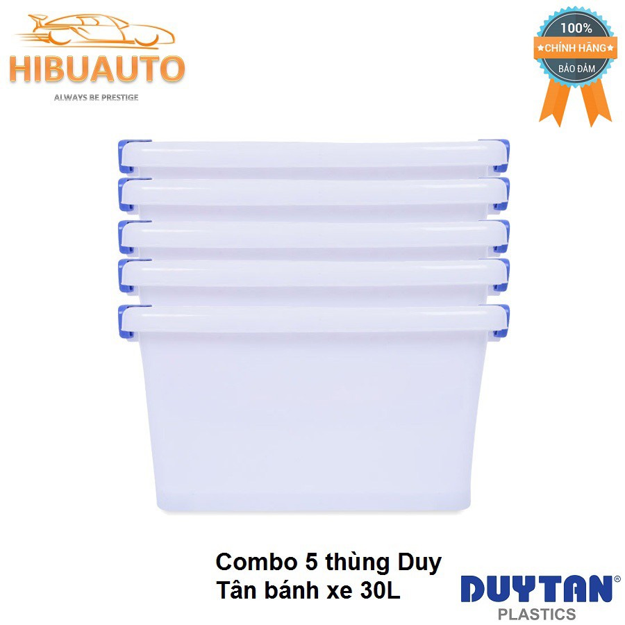 Combo 5 Thùng Nhựa Duy Tân Có Bánh Xe 30L (52 x 32 x 27.5 cm) No.750