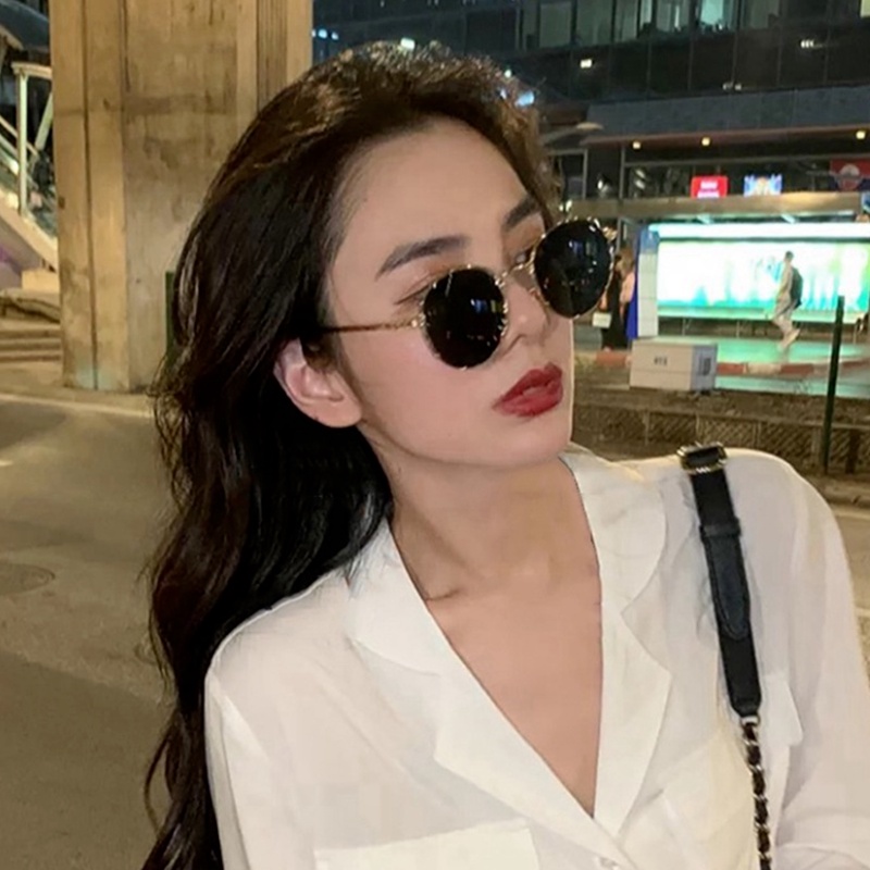 (AIMURUSI) COD Kính Mát Gọng Tròn Kim Loại Phong Cách Retro Thời Trang Cho Nam Nữ