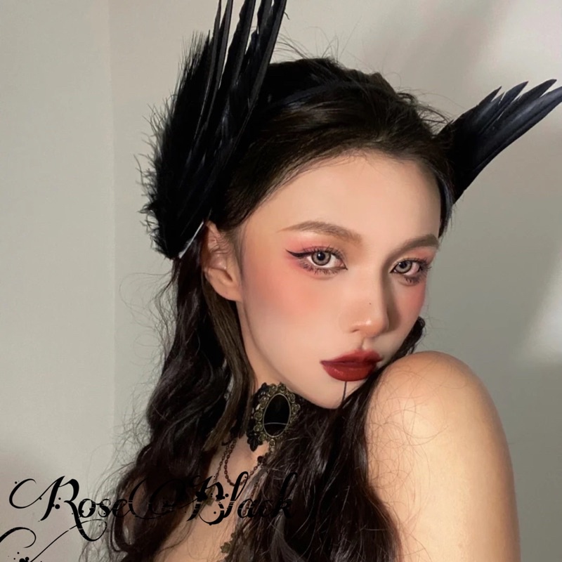 Cài tóc lông vũ cosplay hallowen, gothic mã TY-88