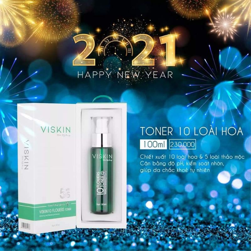 [+5 gói Mask 4in1] TONER TINH CHẤT 10 LOÀI HOA VISKIN - pH 5.5 [CHÍNH HÃNG-FREE SHIP]-DƯỠNG TRẮNG SE KHÍT CHÂN LÔNG