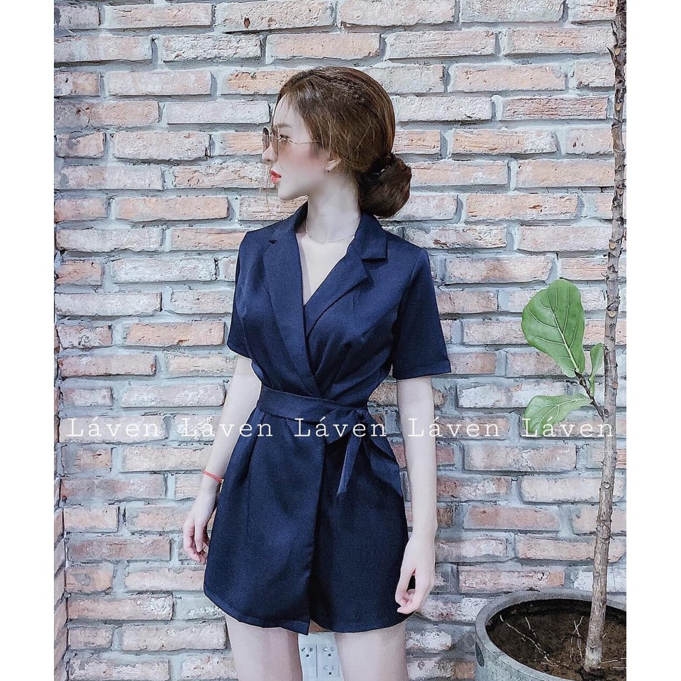 Jumpsuit cổ vest côt nơ - thời trang nữ