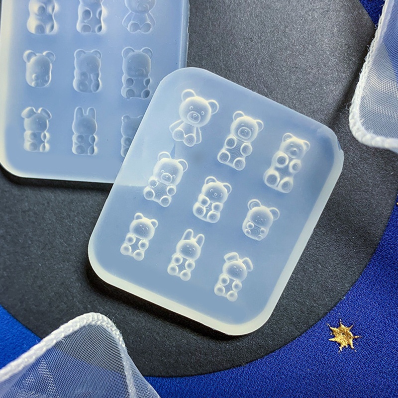 Khuôn Silicone Làm Móc Khóa Hình Gấu Lấp Lánh