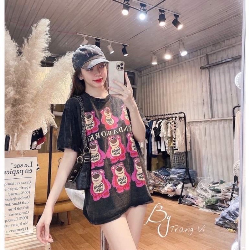 Áo loang 9 gấu xanh hồng H2A977