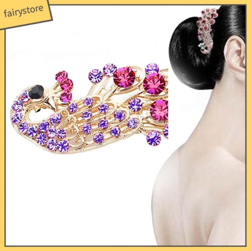 Kẹp tóc hình chú công đính đá thanh lịch