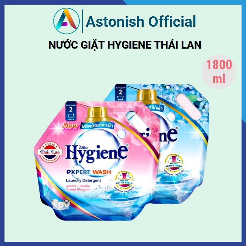 Nước Giặt Thái Lan HYGIENE nước giặt xả đậm đặc túi lớn 1,8 lít thơm lâu Xanh Hồng