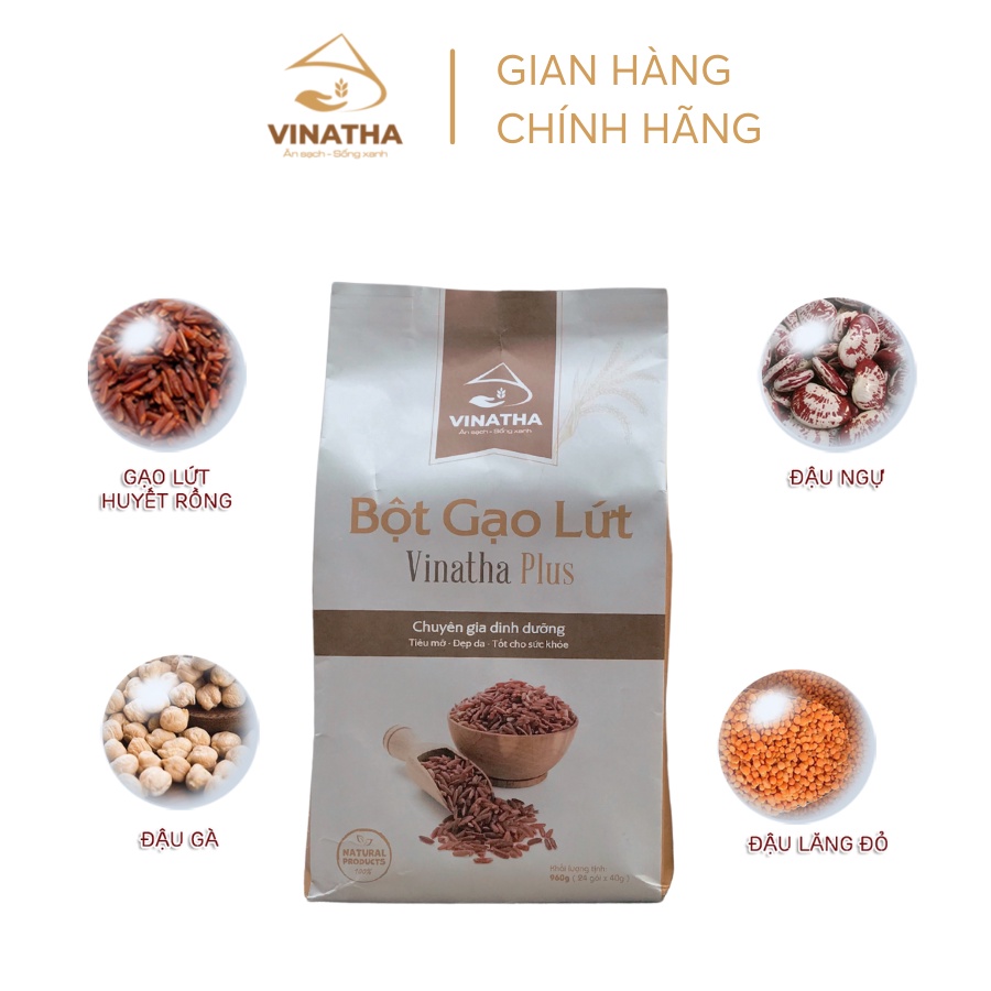 Combo 2 bột gạo lứt giảm cân ăn kiêng Vinatha PLus - 48 gói nhỏ 40gr