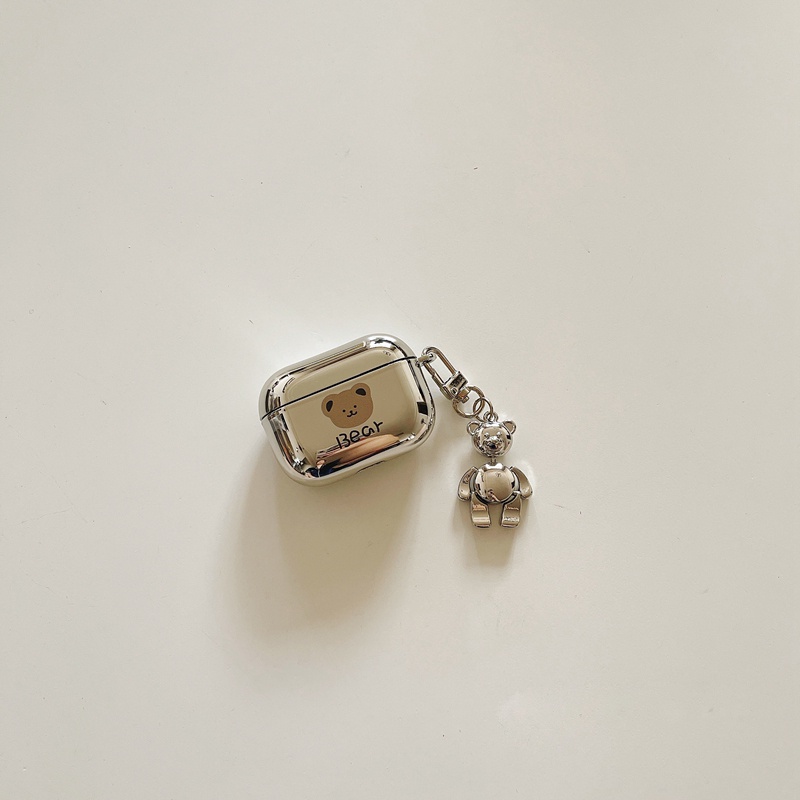Vỏ bảo vệ hộp sạc tai nghe bằng silicon Bear họa tiết hoạt hình mạ điện cho Apple AirPods Pro AirPods 1 AirPods 2 Airpods 3(2021)