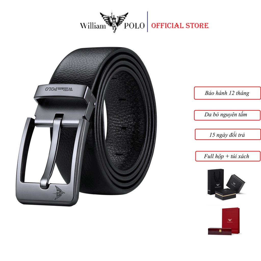 Thắt lưng nam cao cấp ,dây lưng nam , thắt lưng da , dây nịt nam da bò , dùng khóa gài WILLIAMPOLO -POLO20030P