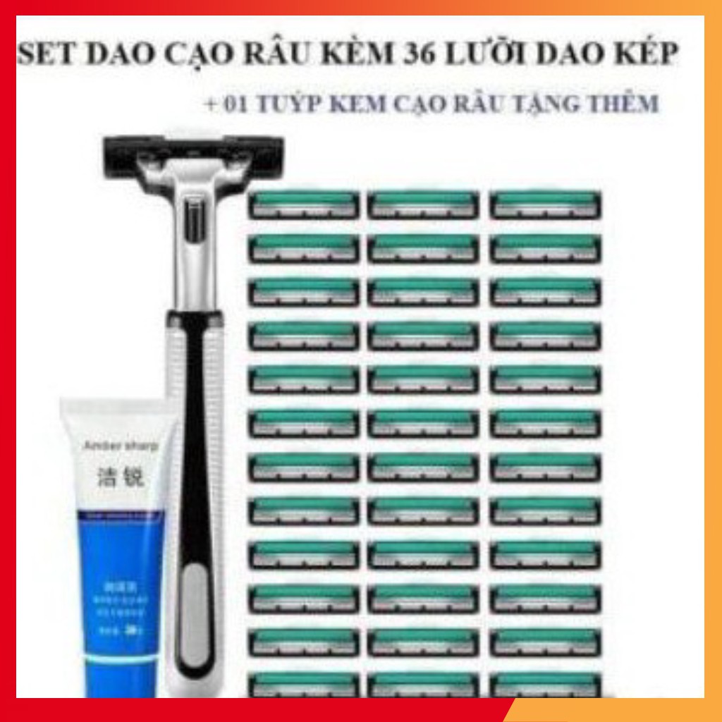BỘ DAO CẠO RÂU +TUÝT KEM CẠO RÂU +36 ĐẦU CẠO GIÁ RẺ BẤT NGỜ