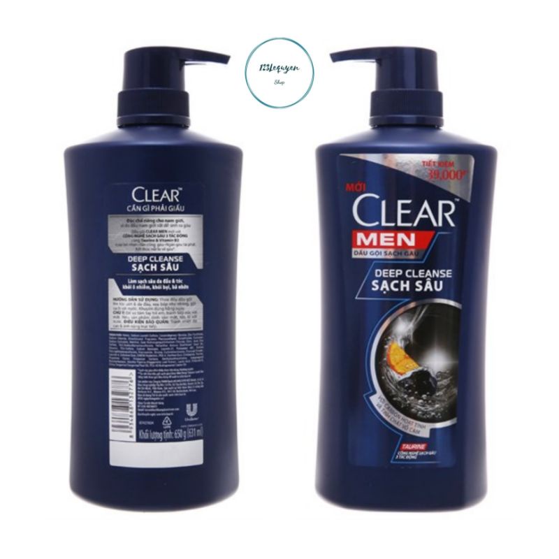 Dầu gội Clear Men sạch sâu da đầu 650g - Deep Cleanse