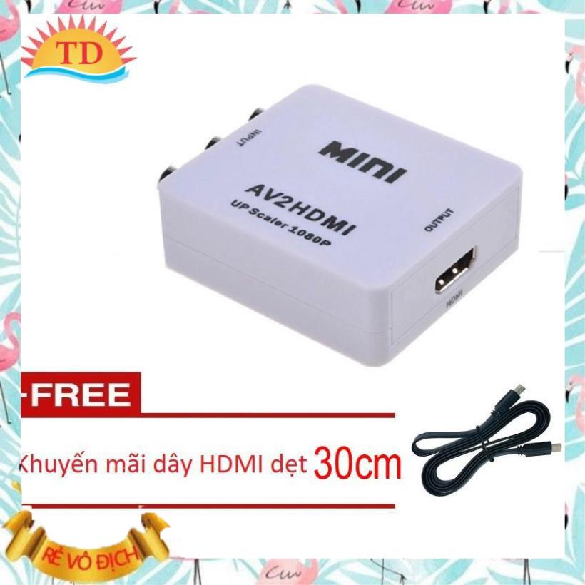 Khuyến mãi bộ chuyển đổi AV sang HDMI Full HD 1080p - AV to HDMI Tặng 1 dây HDMI dẹt 30cm