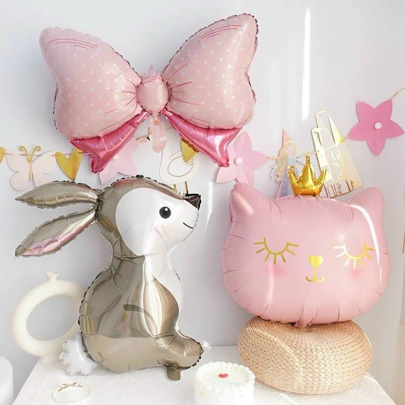 Bóng kiếng thỏ ngọc, gấu ngồi, trâu vàng, mèo black pink, hươu cao cổ cao cấp size lớn
