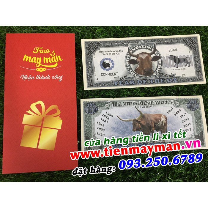 Tờ tiền 1 triệu đô in hình con Trâu gây sốt Tết 2021 đi cùng phong bao lì xì