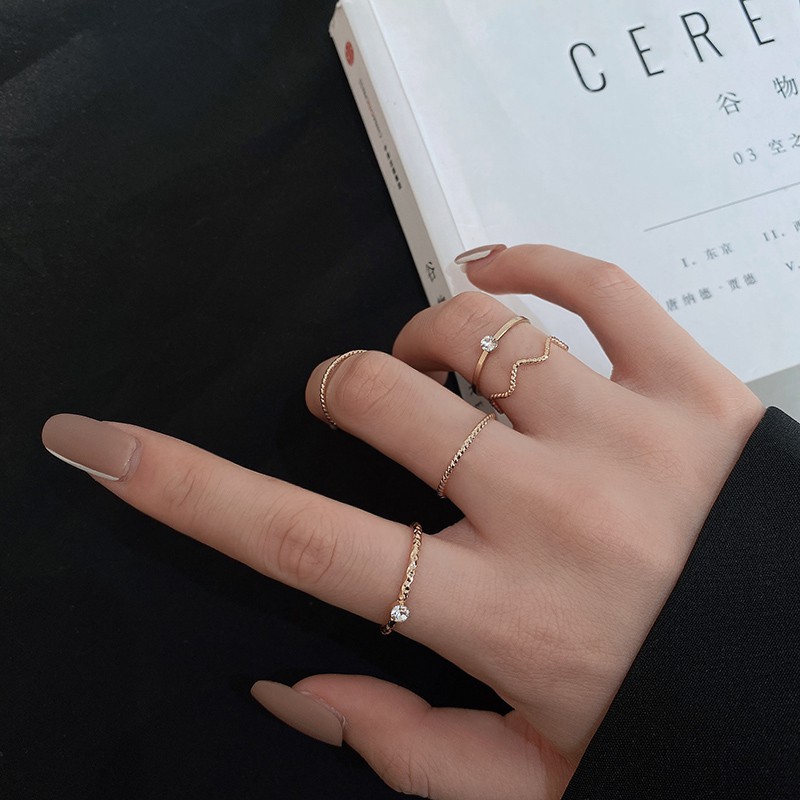 Set 5 nhẫn hợp kim đơn giản cá tính