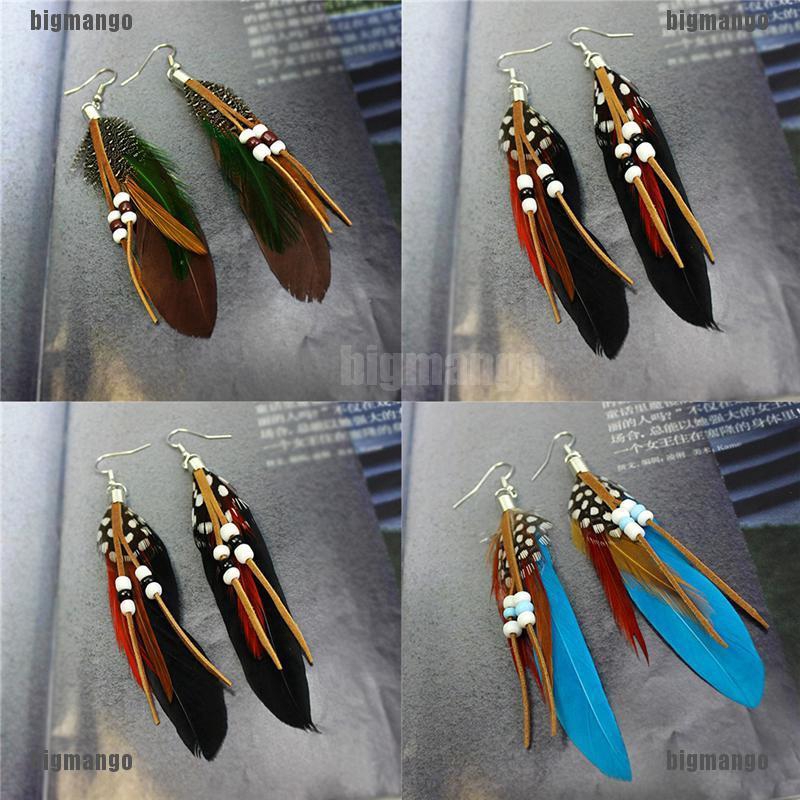 Bông tai lông vũ thời trang nhiều màu tùy chọn