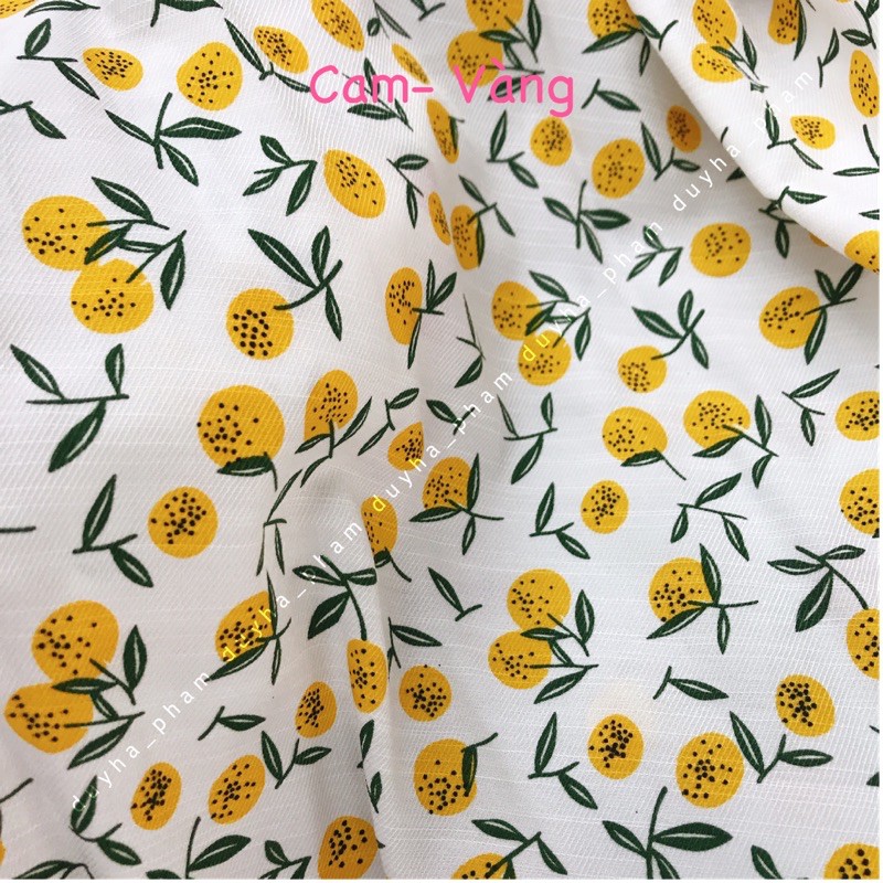 VẢI TƠ PHÁP HOẠ TIẾT TRÁI CAM NHỎ