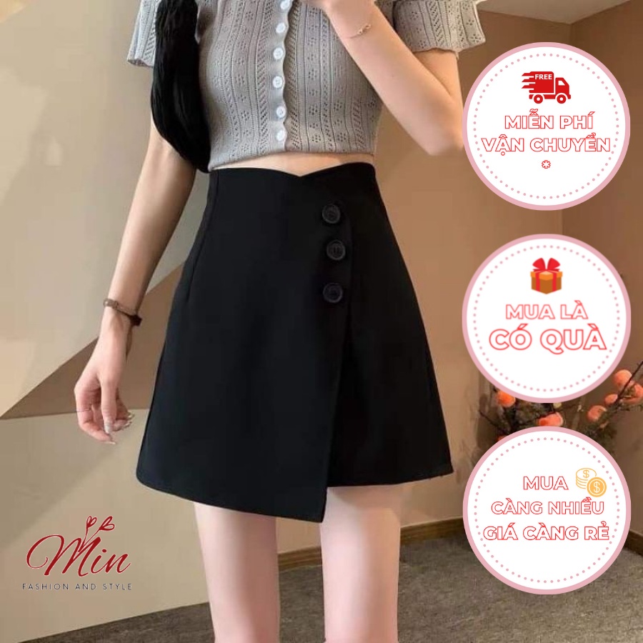 Quần Váy cạp cao, Vạt lệch ,Đính 3 cúc , Chất liệu Vitex , Dáng thể thao siêu xịn mịn MFW902