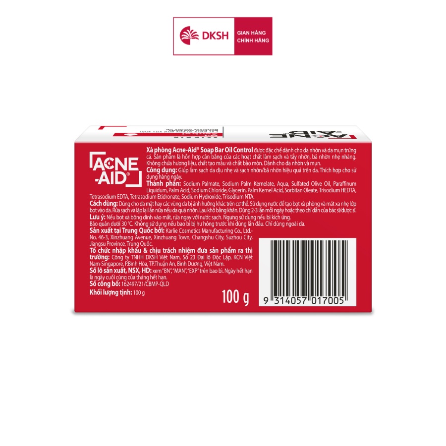[CHÍNH HÃNG ]  Xà phòng rửa mặt ACNE - AID SOAP BAR 100gr - Cho Da Nhờn Và Mụn