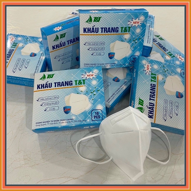 (Hộp 10c) khẩu trang y tế 4 lớp TT95 kiểu mới, có thanh nẹp định hình tốt hơn khi đeo. Màu trắng.
