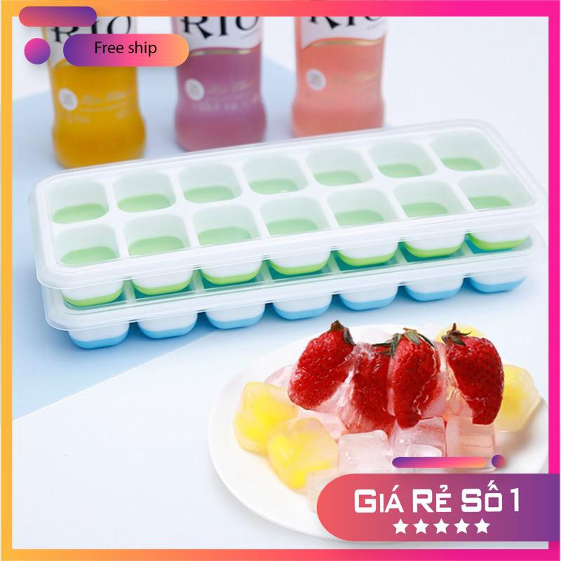 Khay làm đá silicon 14 ô (có nắp đậy) tiện lợi.