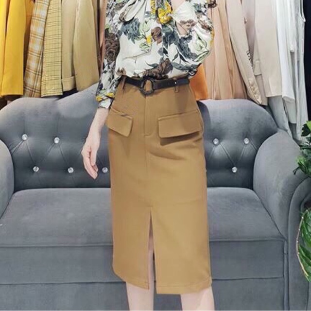 [ Mã FAXANH55 giảm 10K đơn 50K] ⚡️BÁN SỈ⚡️Chân váy xẻ sau có túi giả