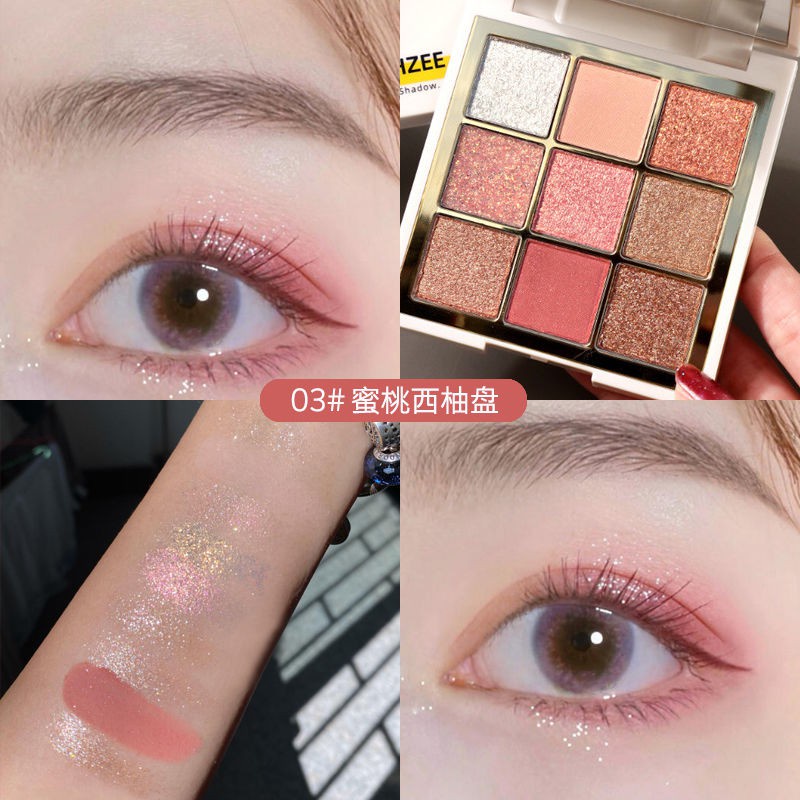 [Hàng mới về] Bảng phấn mắt Minshzee 9 màu lông nhũ ánh ngọc trai và tông lì