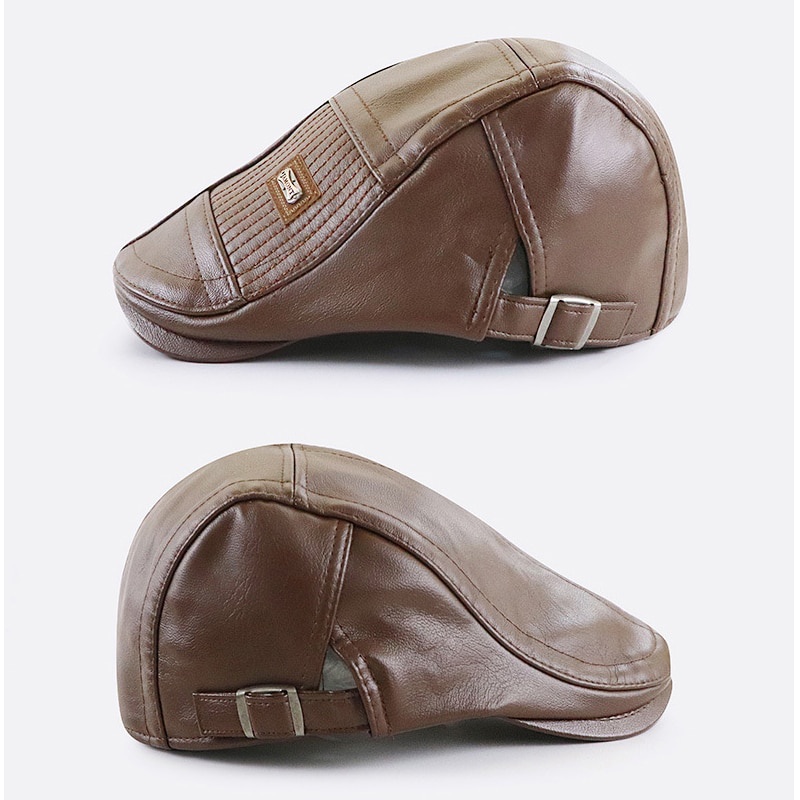 Mũ Beret Da Pu Thời Trang Cho Nam Trung Niên