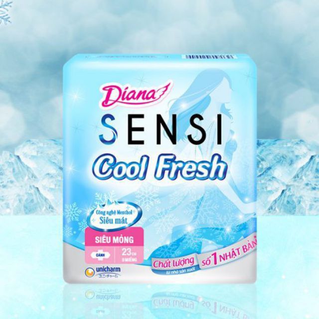 [che tên sp] Băng Vệ Sinh Diana Siêu Thấm Cool Fresh 8 miếng 23cm, Hàng Ngày 20 Miếng 15,5cm