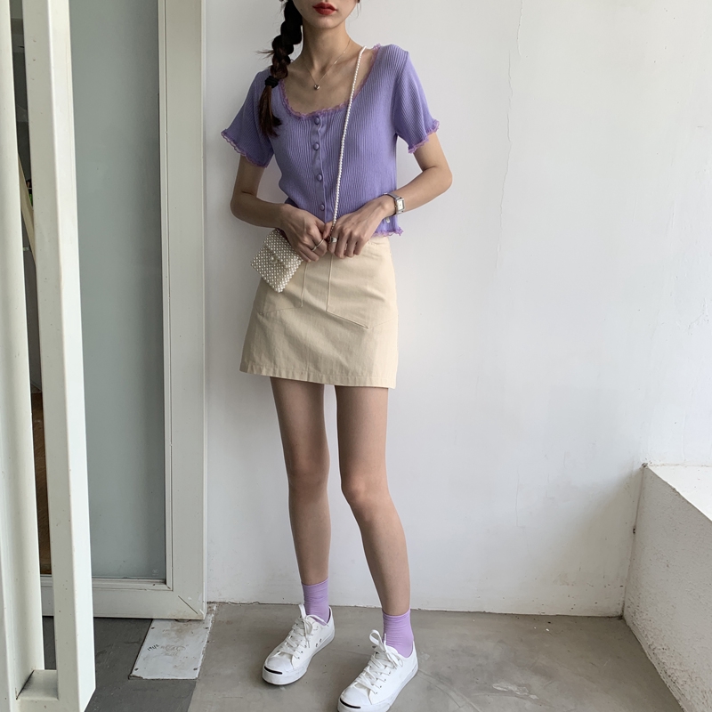 IELGY Áo Khoác Cardigan Dệt Kim Phối Ren Dáng Ngắn Thời Trang Mùa Hè Hàng Mới Dành Cho Bạn Nữ