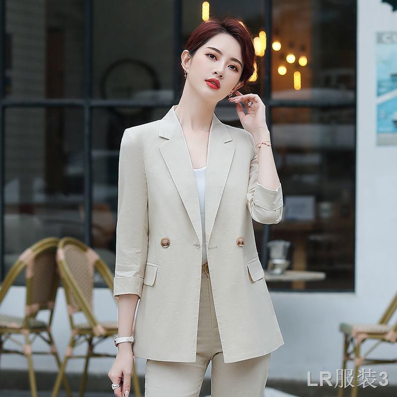 Bộ đồ của phụ nữ 2020 Mùa xuân Phiên bản mới Hàn Quốc nghề nghiệp dài giản dị Net Smudged Dressl