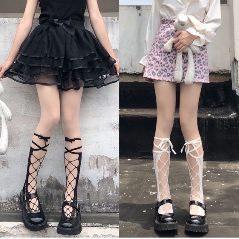 Tất lolita có dây buộc 2 cách đeo vừa dễ thương vừa quyến rũ mã TT-88