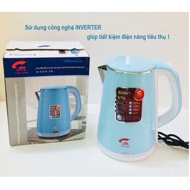 Ấm siêu tốc Thái Lan 2 lớp, bình đun nước siêu tốc 2.5L