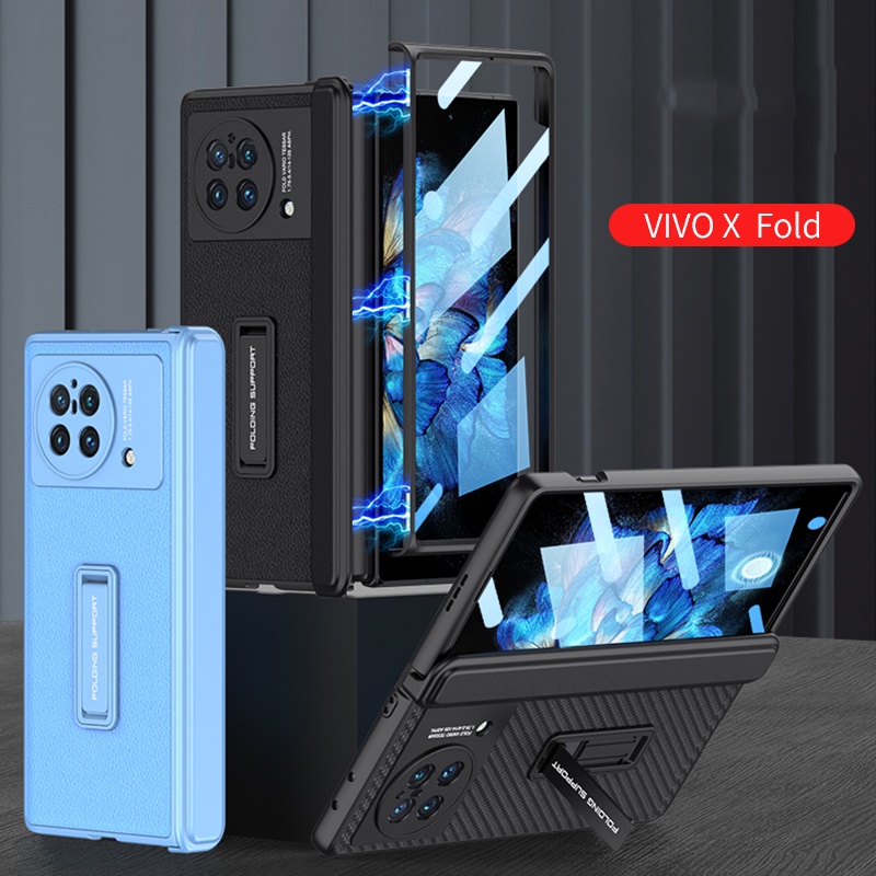 Phù Hợp Bao Da Điện Thoại Nắp Lật Hít Nam Châm Màu Trơn Kiêm Giá Đỡ Cho VIVO X Fold Ốp