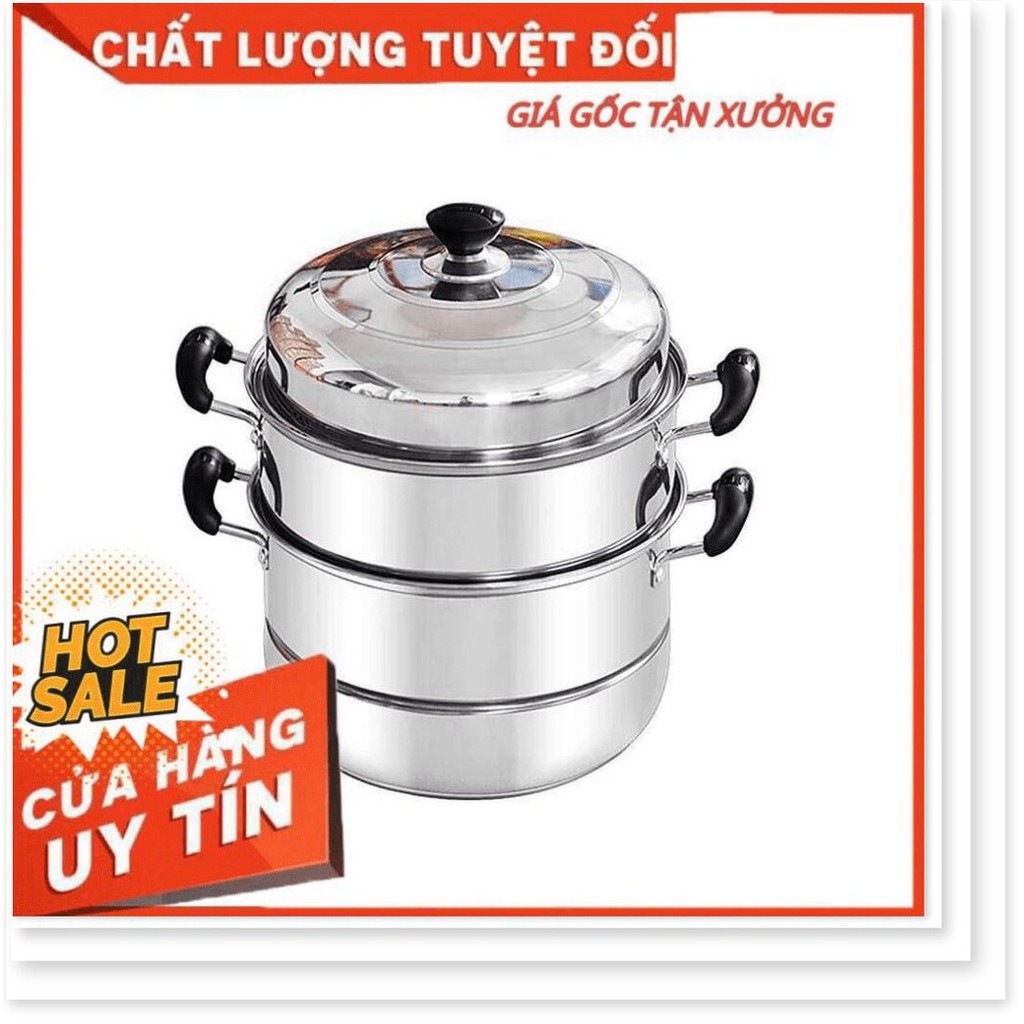 Nồi hấp xửng hấp 3 tầng hấp gà xôi bánh bao chất liệu inox cao cấp size 28cm dùng được bếp từ