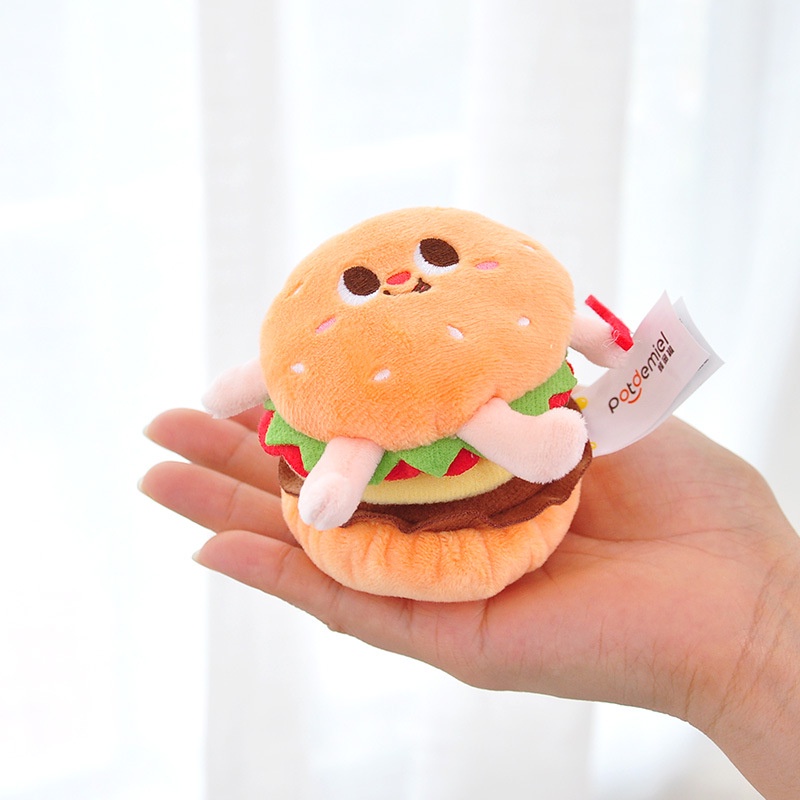 Móc Khóa Hình Hamburger Khoai Tây Chiên Nhồi Bông Dễ Thương
