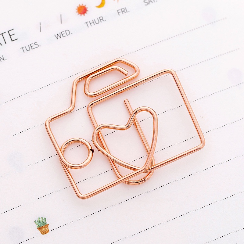 Cute cartoon metal bookmark paper clip rose gold bending pin personality simple modeling creative student bookmark folder