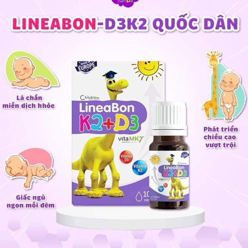 LineaBon Vitamin K2 D3 bổ sung K2 và D3 giúp tăng hấp thu canxi - Trẻ cao lớn khỏe mạnh 09/2025