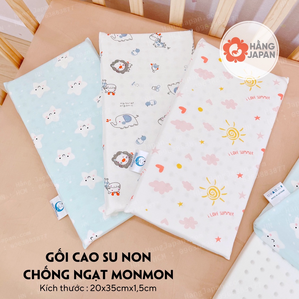 Gối cao su non Monmon chống ngạt cho bé 20x35cm