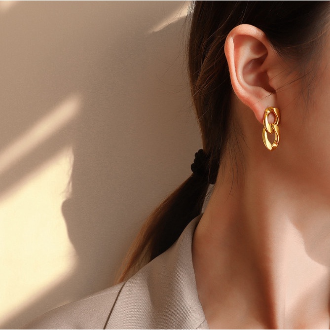 Bông Tai Xích Cá Tính Titan Ko Han Rỉ TT 3966