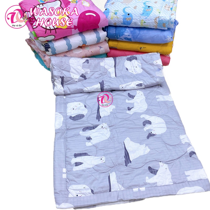 Mền cho bé cỡ lớn cotton satin Hàn Quốc đẹp,chần gòn lông vũ mềm mại êm ái, mền mát