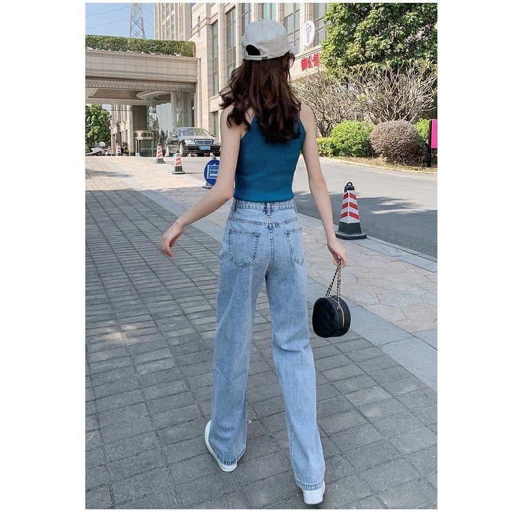 Quần jeans daduhey lưng cao dáng rộng thời trang dành cho nữ