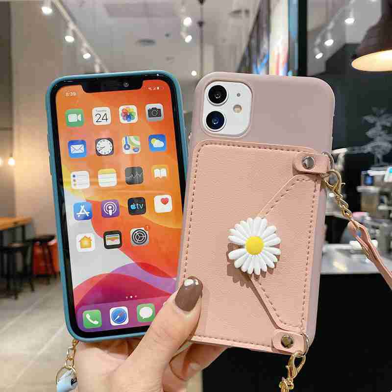 Ốp điện thoại silicone mềm hình hoa có dây đeo Samsung Galaxy A10E A20E A6 A8 PLUS J4 J6 PLUS J2 J5 J7 PRIME J4 J6 J8