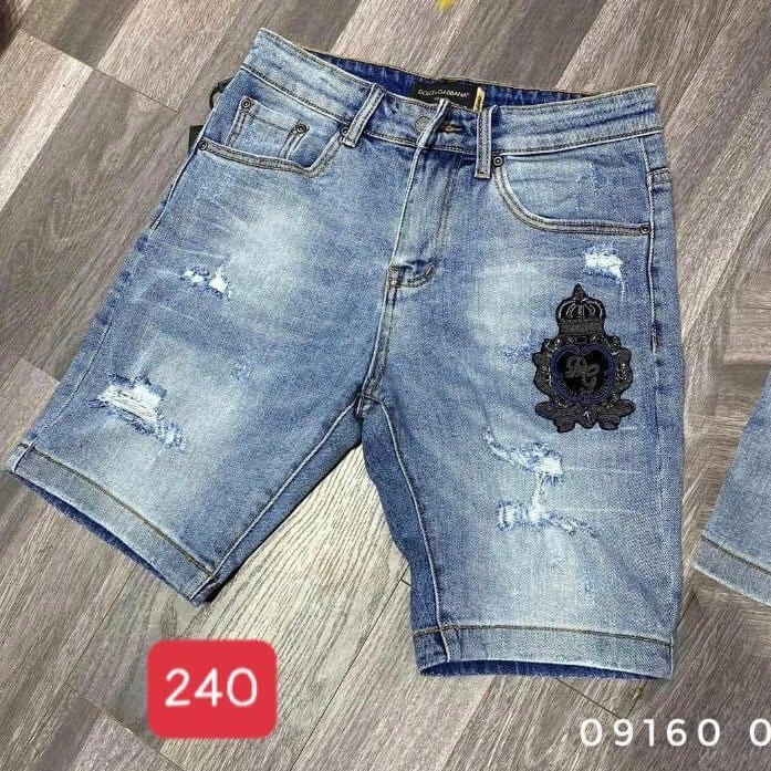 Quần short jean nam màu xanh logo thêu chất bò - quần short ngắn demin nam co giãn thời trang cao cấp Luty_shop90 ms238 | BigBuy360 - bigbuy360.vn