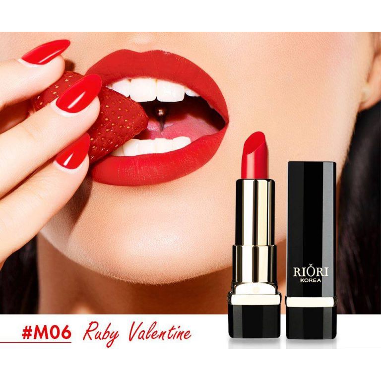 Set 2 Son Lì Màu Cam Đất Và Đỏ Cam - Son Lì Riori Matte Lipstick Không Chì 6 Màu Son (M03,M06)