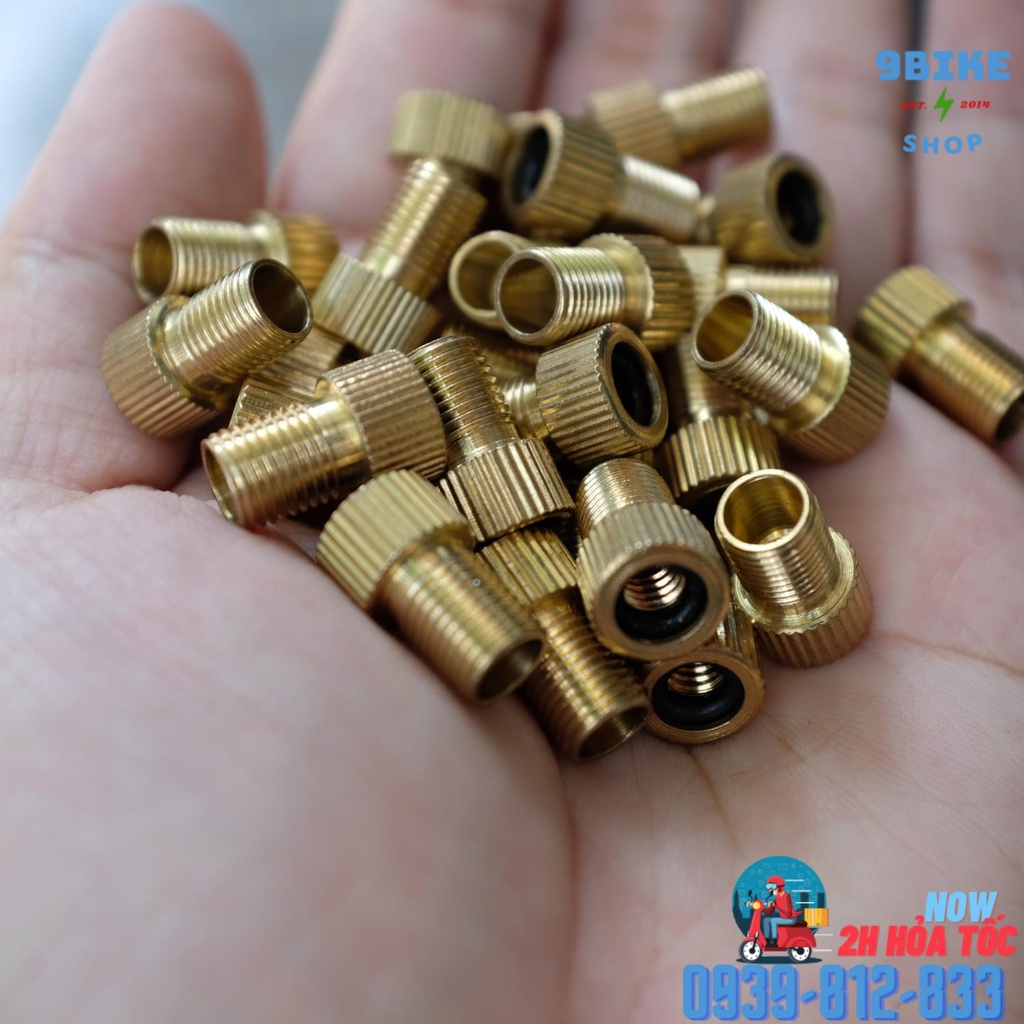 Đầu vòi bơm, đầu chuyển đổi van xe đạp sang van xe máy,van pháp sang van mĩ,bằng đồng - giá 1 cái