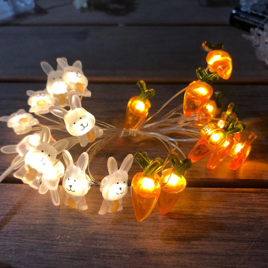 Dây đèn trang trí 20 LED hình củ cà rốt hoạt hình đáng yêu dành cho phòng ngủ trẻ em